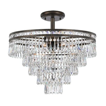 Crystorama Mercer 6-Light 20" Ceiling Light in English Bronze with Hand Cut Crystal Crystals