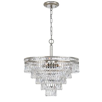 Crystorama Mercer 6-Light 18" Traditional Chandelier in Olde Silver with Hand Cut Crystal Crystals