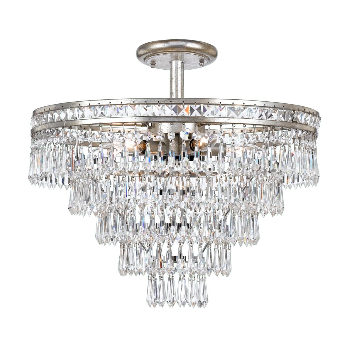 Mercer 6-Light 20"" Ceiling Light in Olde Silver with Hand Cut Crystal Crystals -  Crystorama, 5264-OS-CL-MWP_CEILING