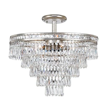 Crystorama Mercer 6-Light 20" Ceiling Light in Olde Silver with Hand Cut Crystal Crystals