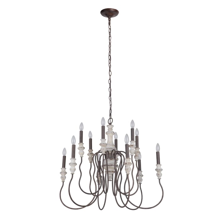 Craftmade Highgate 12-Light Traditional Chandelier in Cottage White with Forged Metal Craftmade Highgate 12-Light Traditional Chandelier in Cottage White with Forged Metal