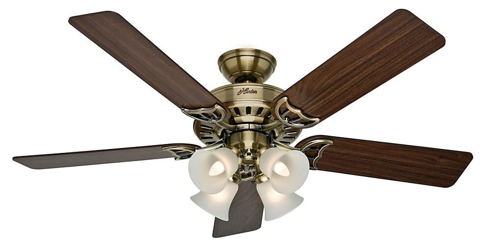 Hunter Studio Series 4-Light 52"" Indoor Ceiling Fan in Antique Brass -  Hunter Fans, 53063
