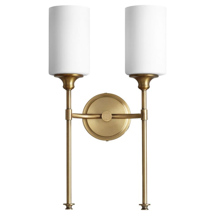 Quorum Celeste 2-Light 19" Wall Sconce in Aged Brass Quorum Celeste 2-Light 19" Wall Sconce in Aged Brass