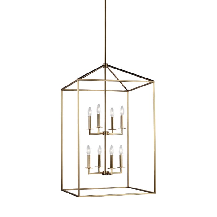 Perryton 8-Light Hall or Foyer in Satin Brass Perryton 8-Light Hall or Foyer in Satin Brass