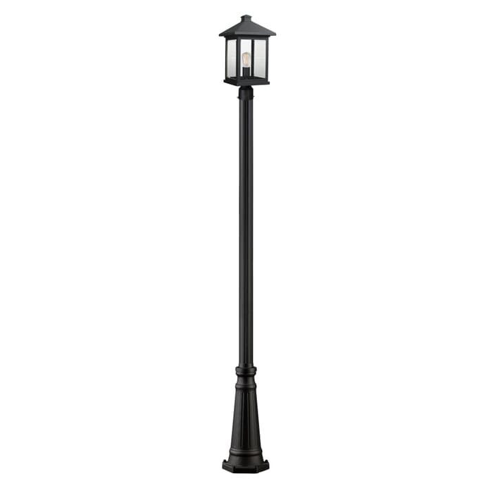 Z-Lite Portland 1-Light Outdoor Post Mounted Fixture Light In Black Z-Lite Portland 1-Light Outdoor Post Mounted Fixture Light In Black