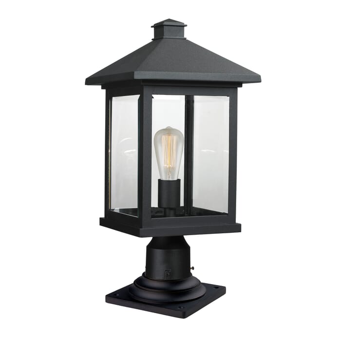 Z-Lite Portland 1-Light Outdoor Pier Mounted Fixture Light In Black Z-Lite Portland 1-Light Outdoor Pier Mounted Fixture Light In Black