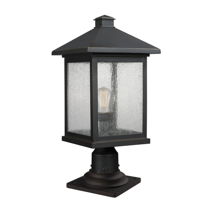 Z-Lite Portland 1-Light Outdoor Pier Mounted Fixture Light In Oil Rubbed Bronze Z-Lite Portland 1-Light Outdoor Pier Mounted Fixture Light In Oil Rubbed Bronze
