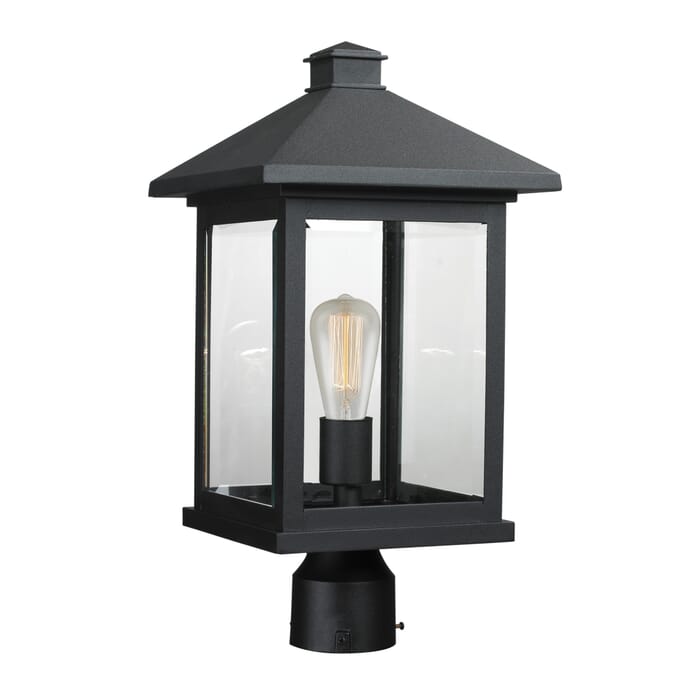 Z-Lite Portland 1-Light Outdoor Post Mount Fixture Light In Black Z-Lite Portland 1-Light Outdoor Post Mount Fixture Light In Black