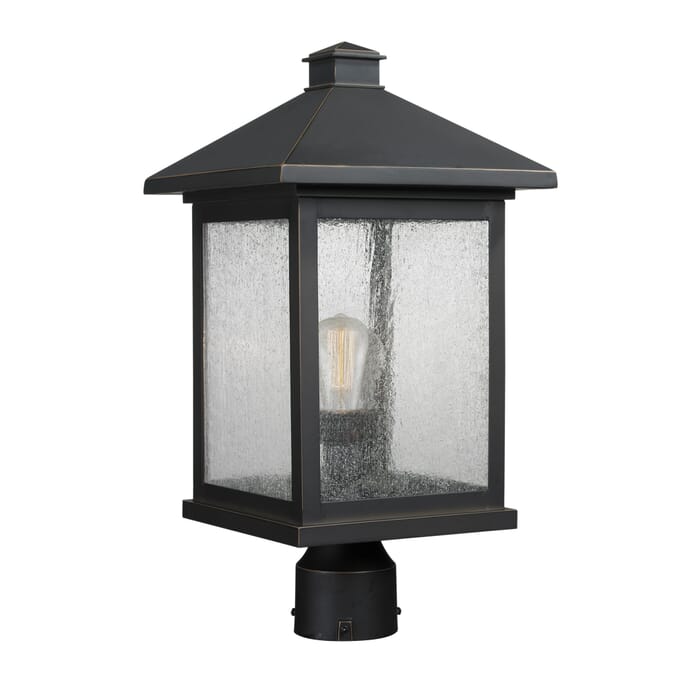 Z-Lite Portland 1-Light Outdoor Post Mount Fixture Light In Oil Rubbed Bronze Z-Lite Portland 1-Light Outdoor Post Mount Fixture Light In Oil Rubbed Bronze