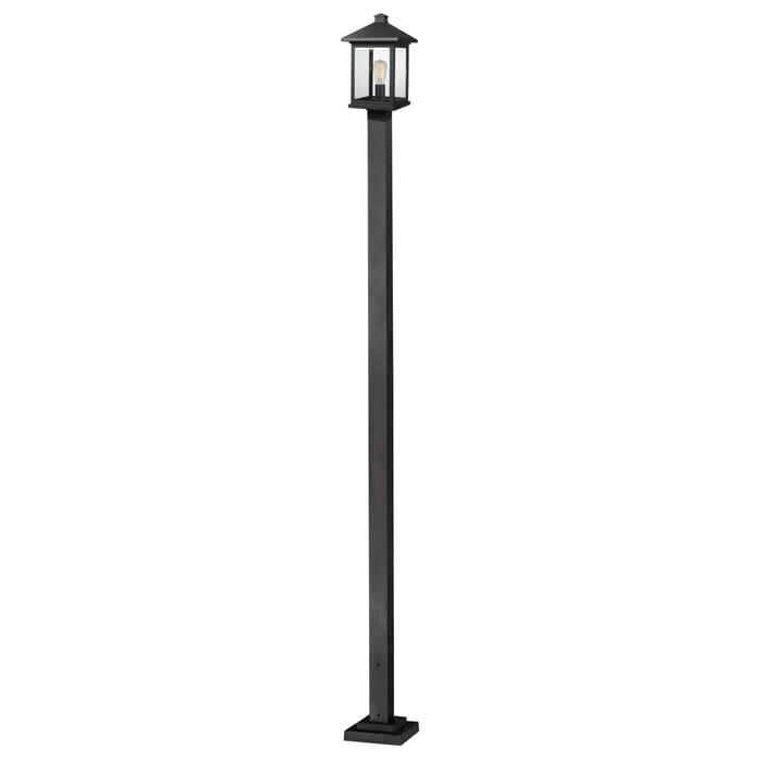 Z-Lite Portland 1-Light Outdoor Post Mounted Fixture Light In Black Z-Lite Portland 1-Light Outdoor Post Mounted Fixture Light In Black