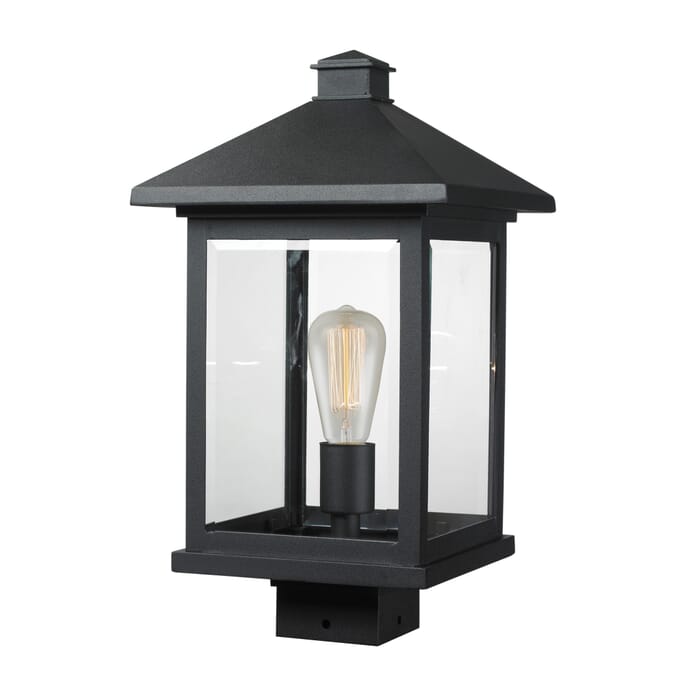 Z-Lite Portland 1-Light Outdoor Post Mount Fixture Light In Black Z-Lite Portland 1-Light Outdoor Post Mount Fixture Light In Black