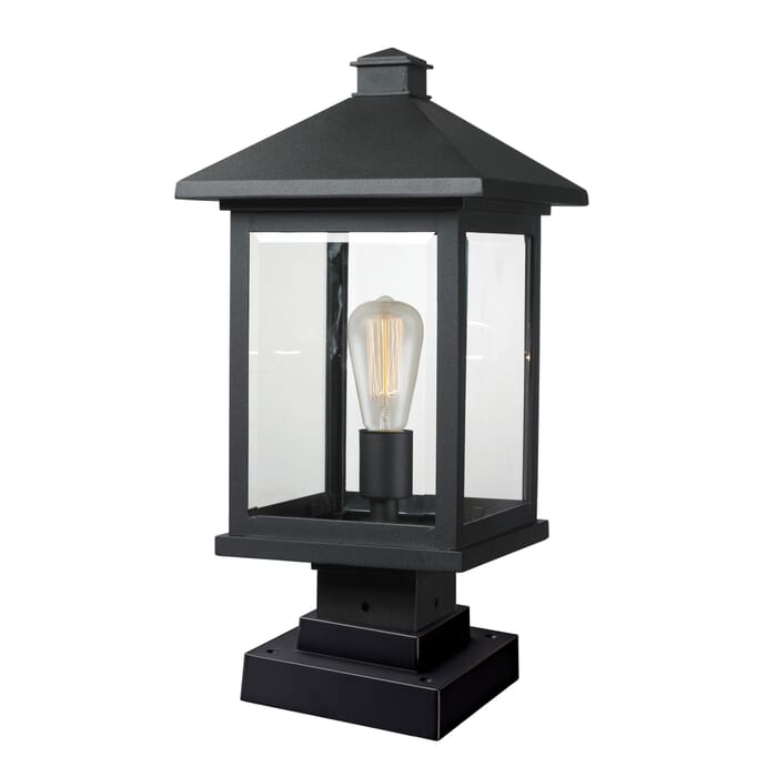 Z-Lite Portland 1-Light Outdoor Pier Mounted Fixture Light In Black Z-Lite Portland 1-Light Outdoor Pier Mounted Fixture Light In Black