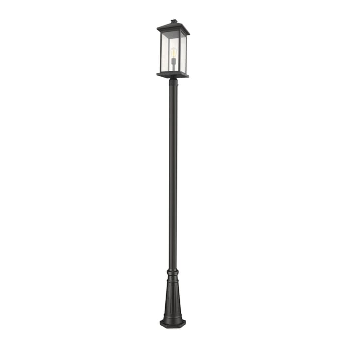 Z-Lite Portland 1-Light Outdoor Post Mounted Fixture Light In Black Z-Lite Portland 1-Light Outdoor Post Mounted Fixture Light In Black