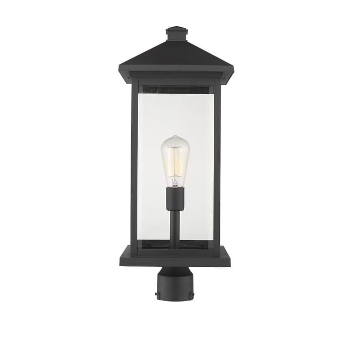 Z-Lite Portland 1-Light Outdoor Post Mount Fixture Light In Black Z-Lite Portland 1-Light Outdoor Post Mount Fixture Light In Black