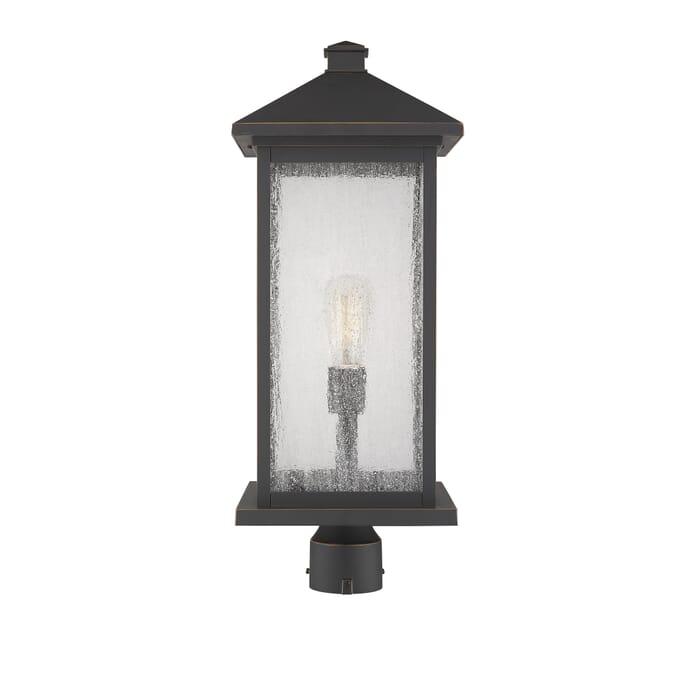 Z-Lite Portland 1-Light Outdoor Post Mount Fixture Light In Oil Rubbed Bronze Z-Lite Portland 1-Light Outdoor Post Mount Fixture Light In Oil Rubbed Bronze