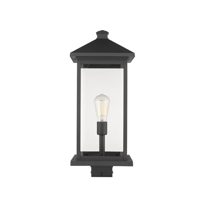 Z-Lite Portland 1-Light Outdoor Post Mount Fixture Light In Black Z-Lite Portland 1-Light Outdoor Post Mount Fixture Light In Black