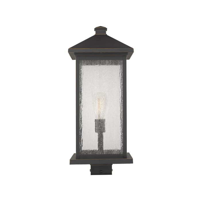Z-Lite Portland 1-Light Outdoor Post Mount Fixture Light In Oil Rubbed Bronze Z-Lite Portland 1-Light Outdoor Post Mount Fixture Light In Oil Rubbed Bronze