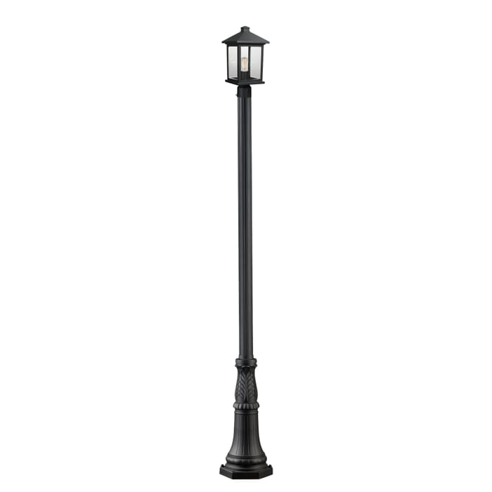 Z-Lite Portland 1-Light Outdoor Post Mounted Fixture Light In Black Z-Lite Portland 1-Light Outdoor Post Mounted Fixture Light In Black