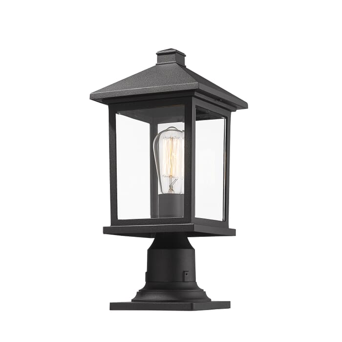 Z-Lite Portland 1-Light Outdoor Pier Mounted Fixture Light In Black Z-Lite Portland 1-Light Outdoor Pier Mounted Fixture Light In Black