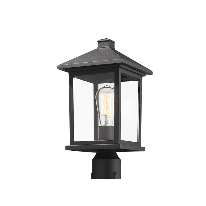 Z-Lite Portland 1-Light Outdoor Post Mount Fixture Light In Black Z-Lite Portland 1-Light Outdoor Post Mount Fixture Light In Black