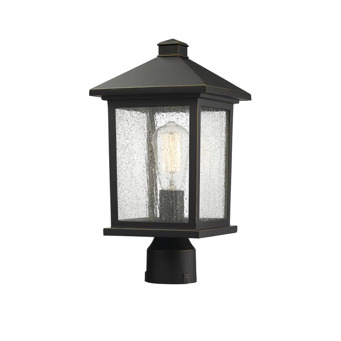 Z-Lite Portland 1-Light Outdoor Post Mount Fixture Light In Oil Rubbed Bronze Z-Lite Portland 1-Light Outdoor Post Mount Fixture Light In Oil Rubbed Bronze