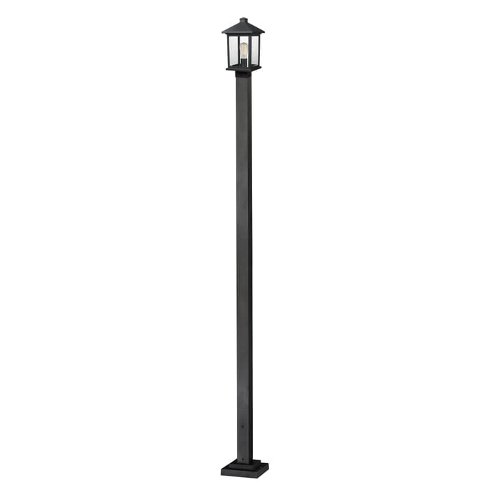 Z-Lite Portland 1-Light Outdoor Post Mounted Fixture Light In Black Z-Lite Portland 1-Light Outdoor Post Mounted Fixture Light In Black