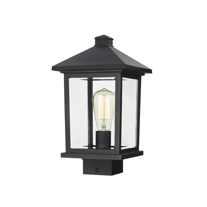 Z-Lite Portland 1-Light Outdoor Post Mount Fixture Light In Black Z-Lite Portland 1-Light Outdoor Post Mount Fixture Light In Black