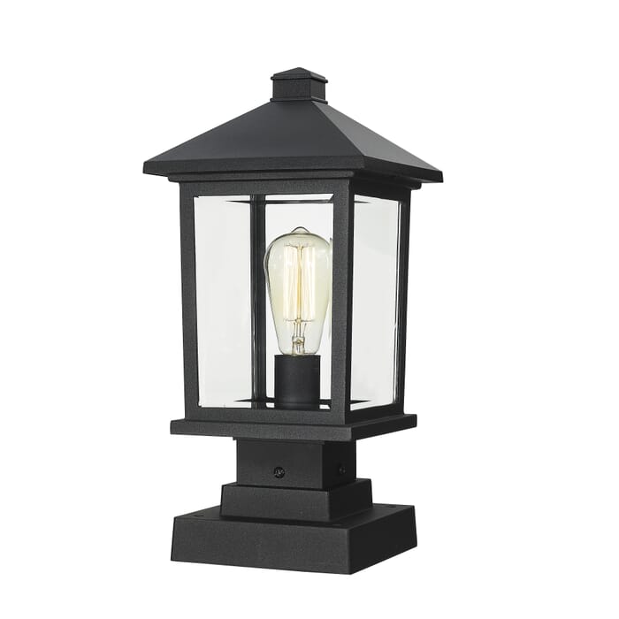 Z-Lite Portland 1-Light Outdoor Pier Mounted Fixture Light In Black Z-Lite Portland 1-Light Outdoor Pier Mounted Fixture Light In Black
