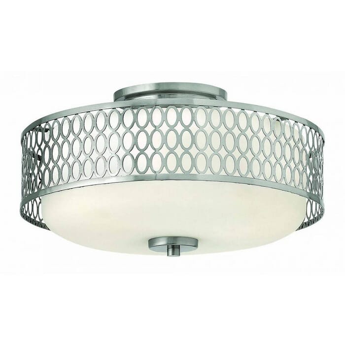 Hinkley Jules 1-Light LED Bathroom Semi-Flush Ceiling Light in Brushed Nickel Hinkley Jules 1-Light LED Bathroom Semi-Flush Ceiling Light in Brushed Nickel