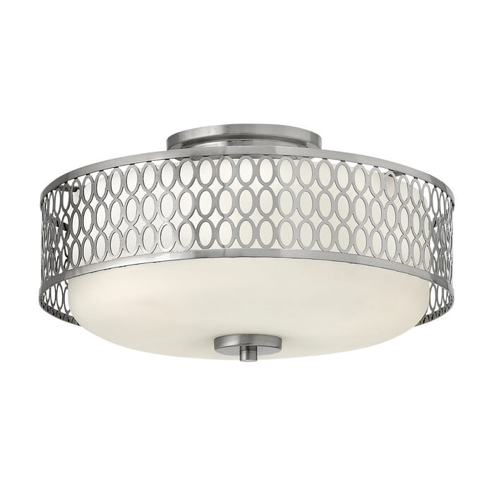 Hinkley Jules 3-Light Bathroom Semi-Flush Ceiling Light in Brushed Nickel Hinkley Jules 3-Light Bathroom Semi-Flush Ceiling Light in Brushed Nickel
