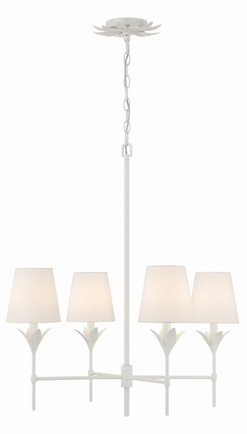 Matte White Four Light Chandelier from the Broche Collection