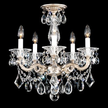 Schonbek La Scala 5-Light Chandelier in Antique Silver with Clear Heritage Crystals