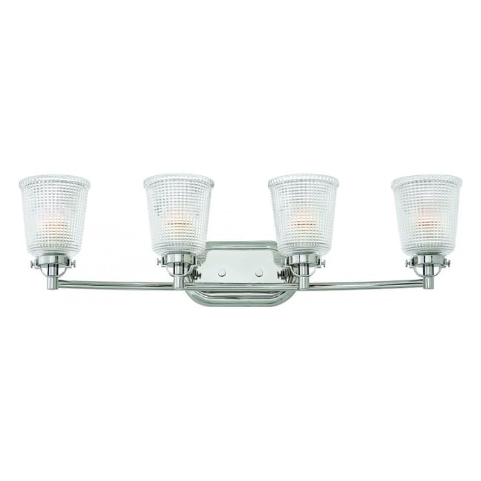 Hinkley Bennett 4-Light Bathroom Vanity Light in Polished Nickel Hinkley Bennett 4-Light Bathroom Vanity Light in Polished Nickel