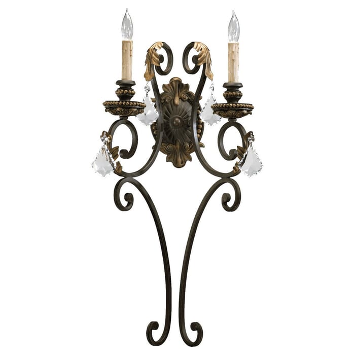 Quorum Rio Salado 2-Light 27" Wall Sconce in Toasted Sienna With Mystic Silver Quorum Rio Salado 2-Light 27" Wall Sconce in Toasted Sienna With Mystic Silver