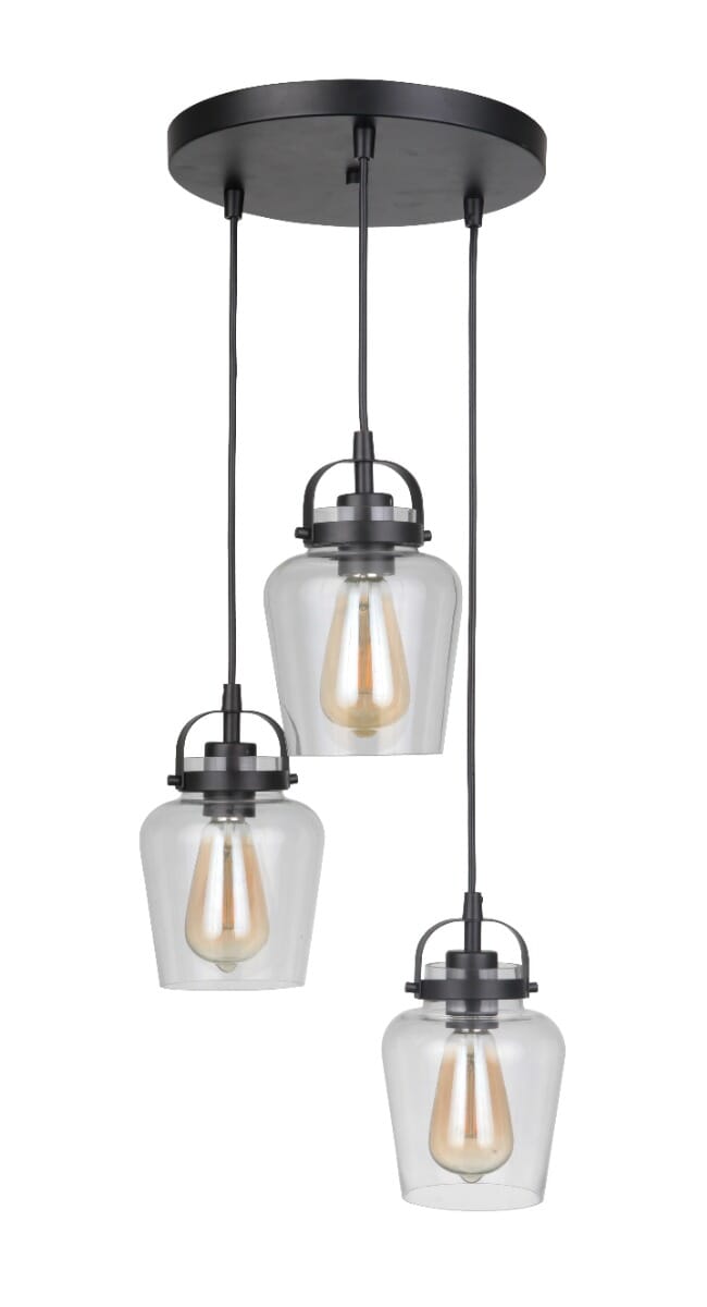Craftmade Trystan 3-Light Chandelier in Flat Black