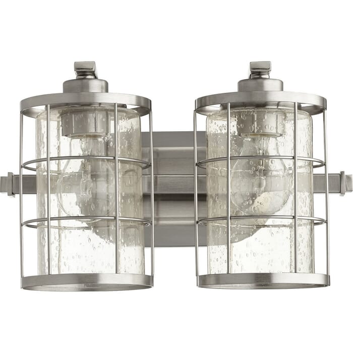 Quorum Ellis 2-Light 9" Bathroom Vanity Light in Satin Nickel Quorum Ellis 2-Light 9" Bathroom Vanity Light in Satin Nickel