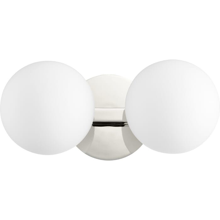 Quorum Transitional 2-Light 6" Bathroom Vanity Light in Polished Nickel Quorum Transitional 2-Light 6" Bathroom Vanity Light in Polished Nickel