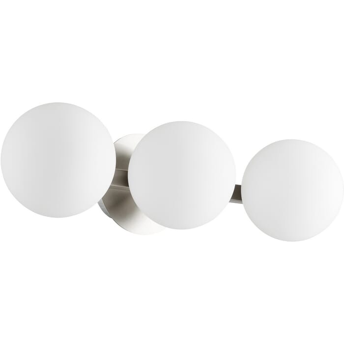 Quorum Transitional 3-Light Bathroom Vanity Light in Satin Nickel Quorum Transitional 3-Light Bathroom Vanity Light in Satin Nickel
