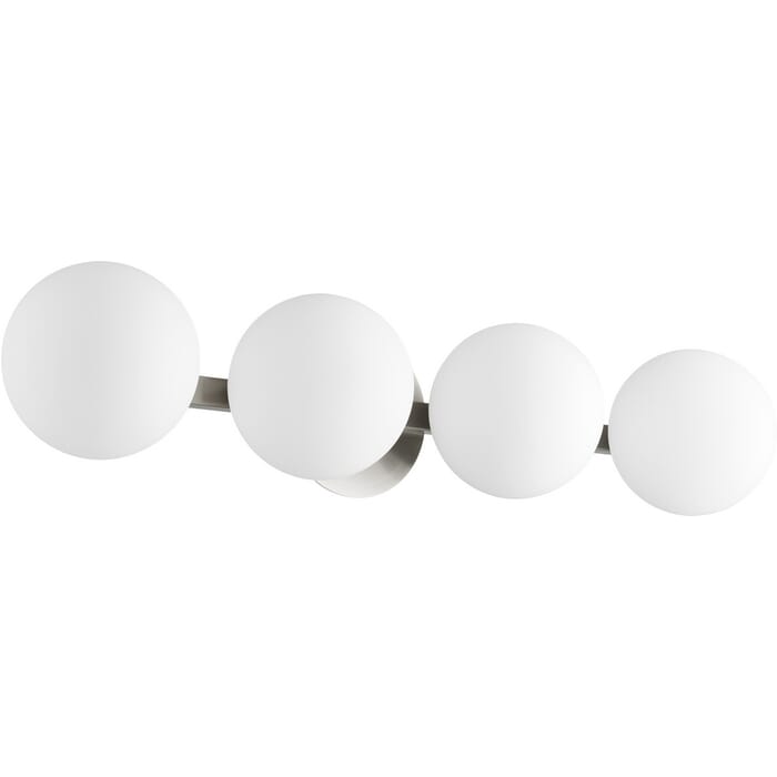 Quorum Transitional 4-Light Bathroom Vanity Light in Satin Nickel Quorum Transitional 4-Light Bathroom Vanity Light in Satin Nickel