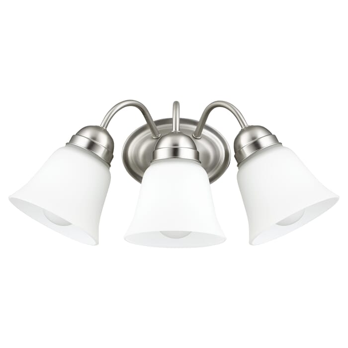 Quorum Traditional 3-Light 8" Wall Sconce in Satin Nickel Quorum Traditional 3-Light 8" Wall Sconce in Satin Nickel