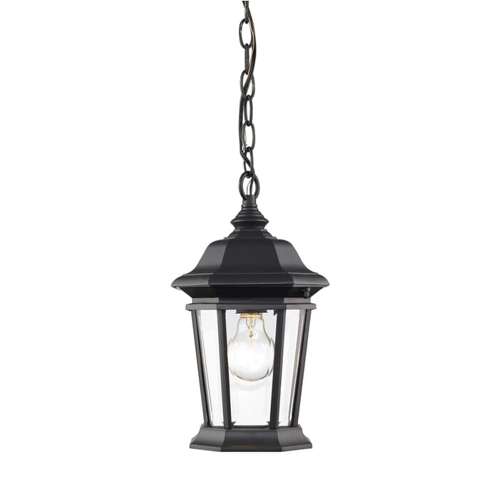 Z-Lite Melbourne 1-Light Outdoor Chain Mount Ceiling Fixture Light In Black Z-Lite Melbourne 1-Light Outdoor Chain Mount Ceiling Fixture Light In Black