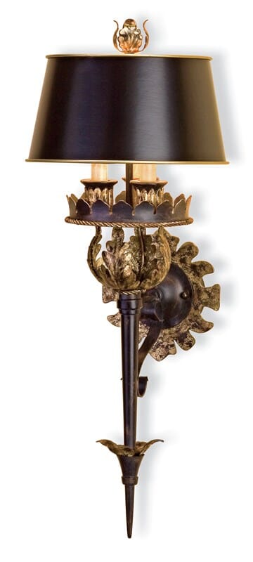 3-Light 26" Duke Wall Sconce in Zanzibar Gold Leaf and Zanzibar Black