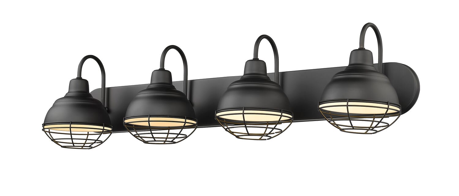 Neo-Industrial 4-Light Vanity in Matte Black