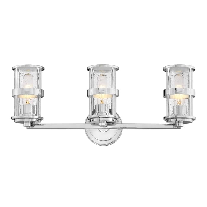Hinkley Noah 3-Light Bathroom Vanity Light in Chrome Hinkley Noah 3-Light Bathroom Vanity Light in Chrome
