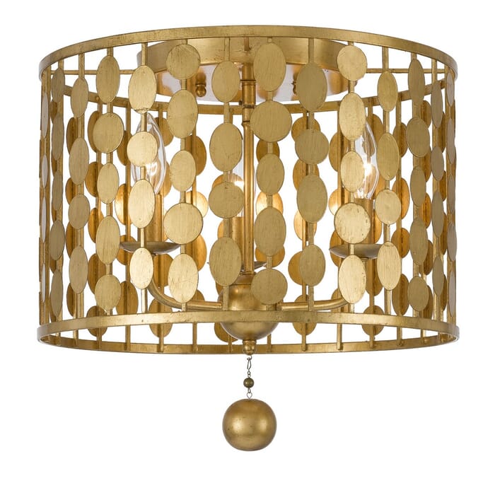 Crystorama Layla 3-Light 15" Ceiling Light in Antique Gold Crystorama Layla 3-Light 15" Ceiling Light in Antique Gold