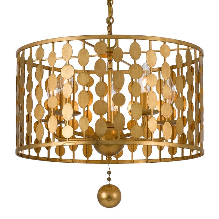 Crystorama Layla 5-Light 10" Transitional Chandelier in Antique Gold Crystorama Layla 5-Light 10" Transitional Chandelier in Antique Gold