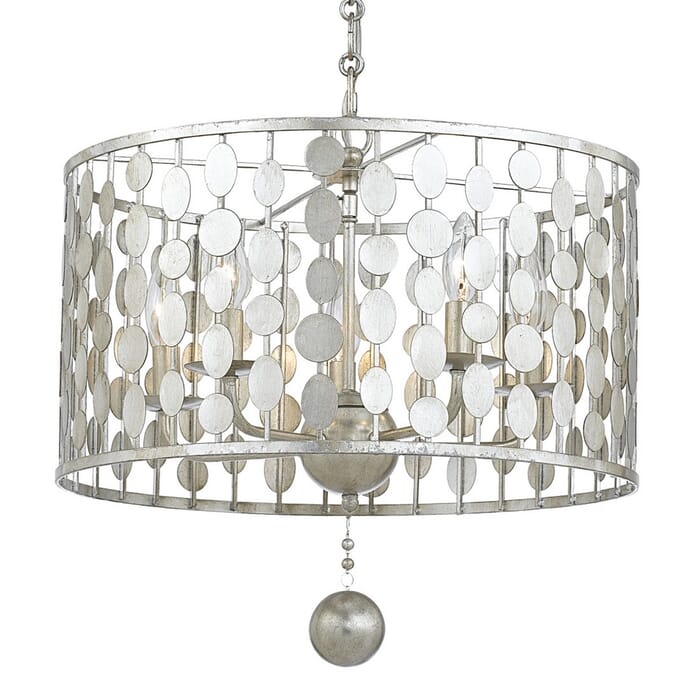 Crystorama Layla 5-Light 10" Transitional Chandelier in Antique Silver Crystorama Layla 5-Light 10" Transitional Chandelier in Antique Silver