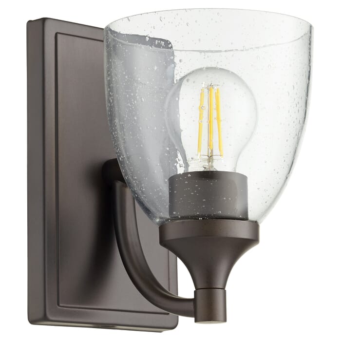 Quorum Enclave 8" Wall Sconce in Oiled Bronze with Quorum Enclave 8" Wall Sconce in Oiled Bronze with