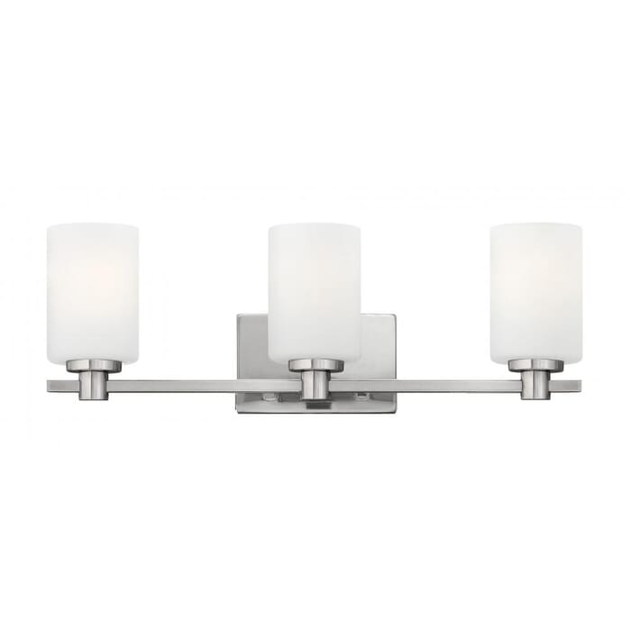 Hinkley Karlie 3-Light Bathroom Vanity Light in Brushed Nickel Hinkley Karlie 3-Light Bathroom Vanity Light in Brushed Nickel