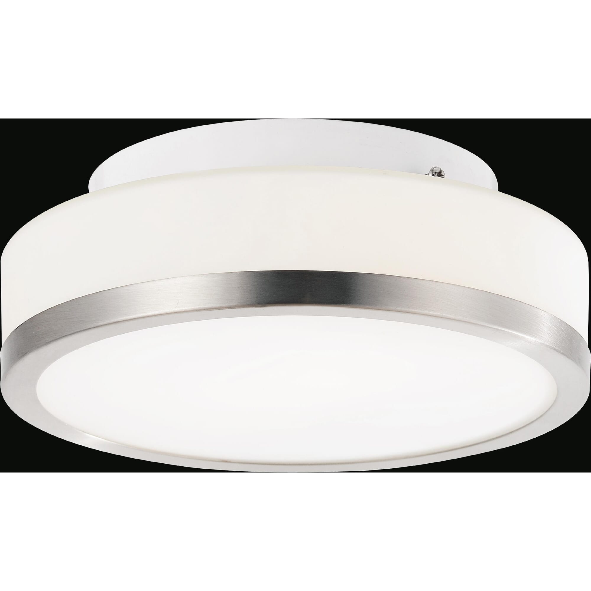 Frosted 1 Light Drum Shade Flush Mount with Satin Nickel finish